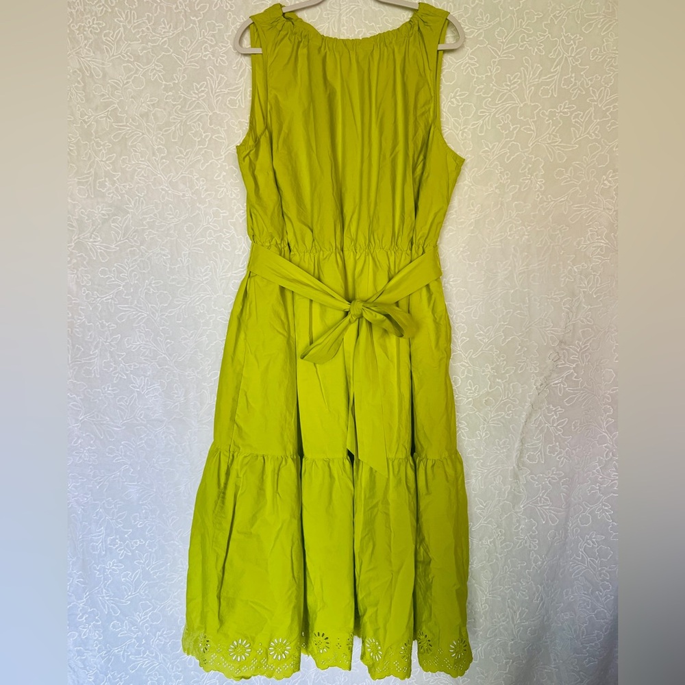 Ava & Viv Lime Green Sleeveless Tie-Waist Tiered Maxi Dress